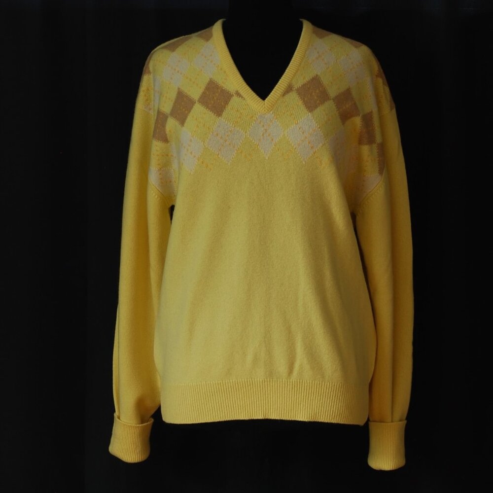 Nina Ricci Hand Intarsia 100% Cashmere Men's Sweater Made By Barrie - Scotland